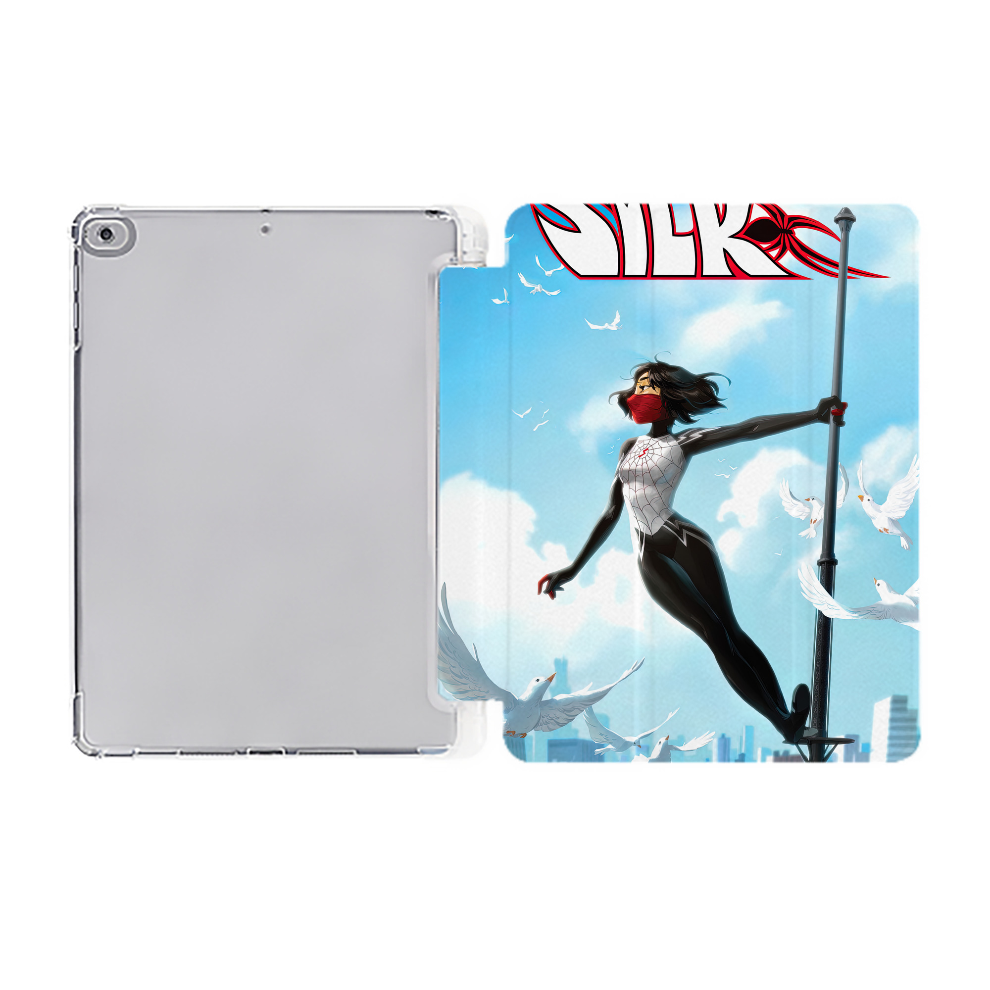 （画像用） Spider Man スパイダーマン IPad ケース ペン収納付き 三つ折りスタンド PUレザー×シリコン 対応機種9.5/10.5/10.9インチ